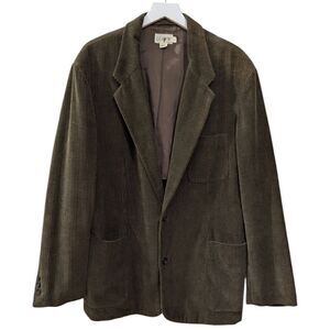 Vintage 90s J. Crew Mens L Olive Green 100% Cotton Corduroy Two Button Sportcoat